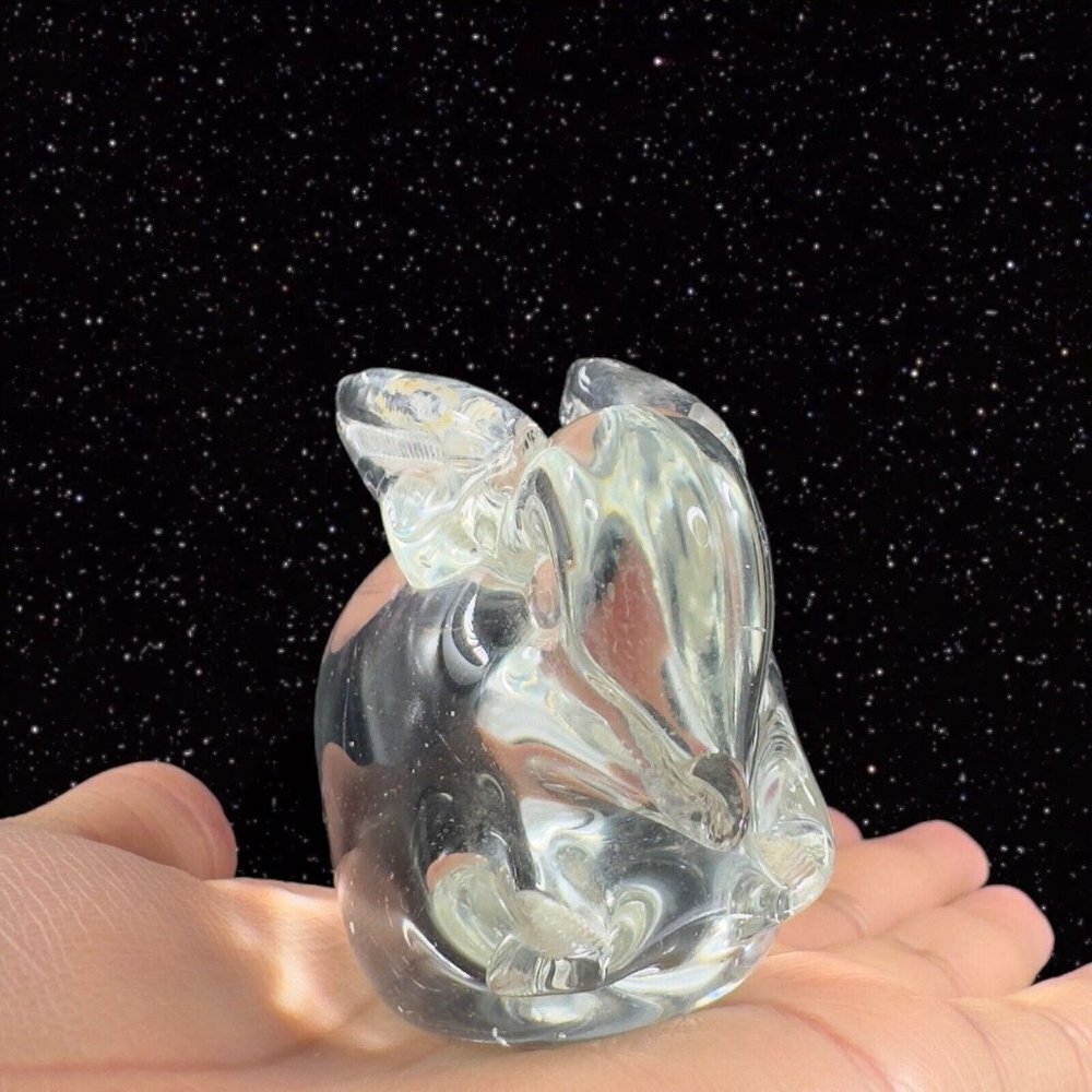 Whimsical Clear Art Glass Bunny Rabbit Figurine Small House Decor Glass Figure - Picture 14 of 14